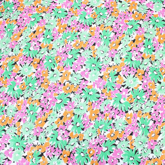 3 Metres Soft-Knit Floral Jersey - 55" Green & Pink - Pound A Metre