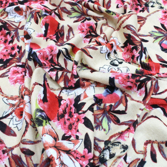 3 Metres Soft Knit French Terry Floral Jersey - 55" Wide Nude - Pound A Metre