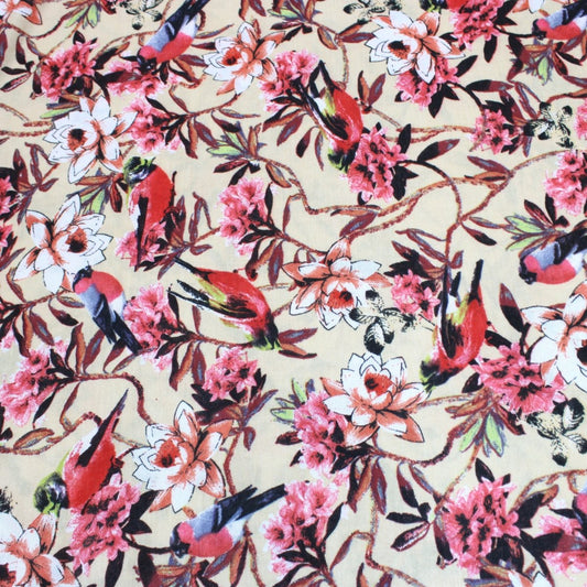 3 Metres Soft Knit French Terry Floral Jersey - 55" Wide Nude - Pound A Metre