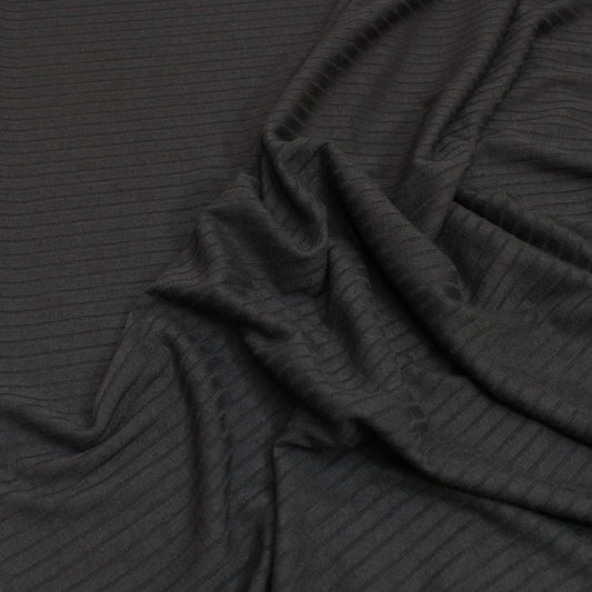 3 Metres Soft-Knit Ribbed Jersey 55” Wide Black - Pound A Metre