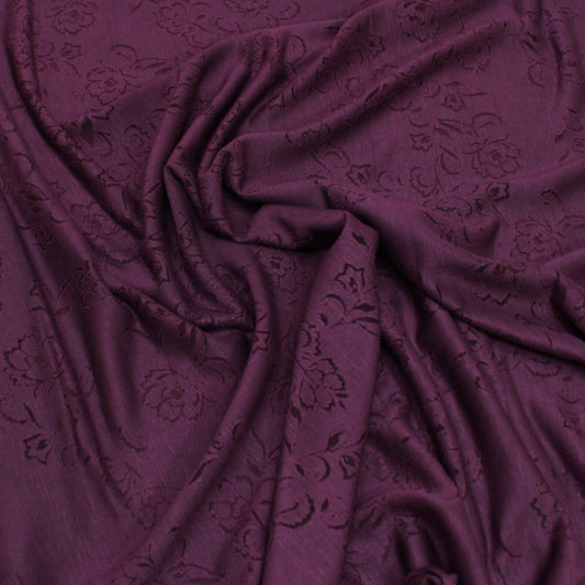 3 Metres Soft Light Bamboo Effect Floral Jersey - 55" Wide Grape - Pound A Metre