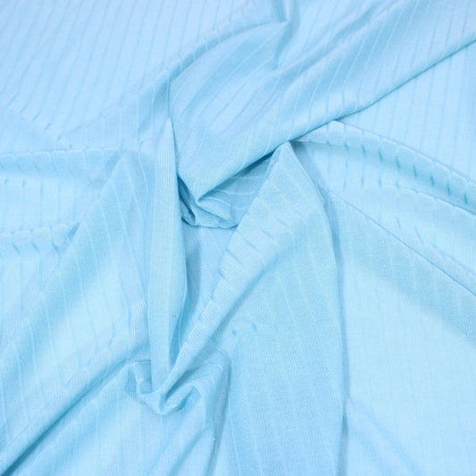 3 Metres Soft Loose-Knit Ribbed Jersey - 55" Wide Light Blue - Pound A Metre