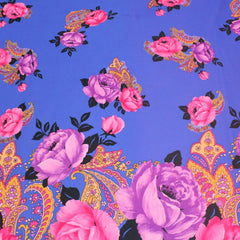 3 Metres Soft Sheer Floral Jersey - 55" Wide Blue - Pound A Metre