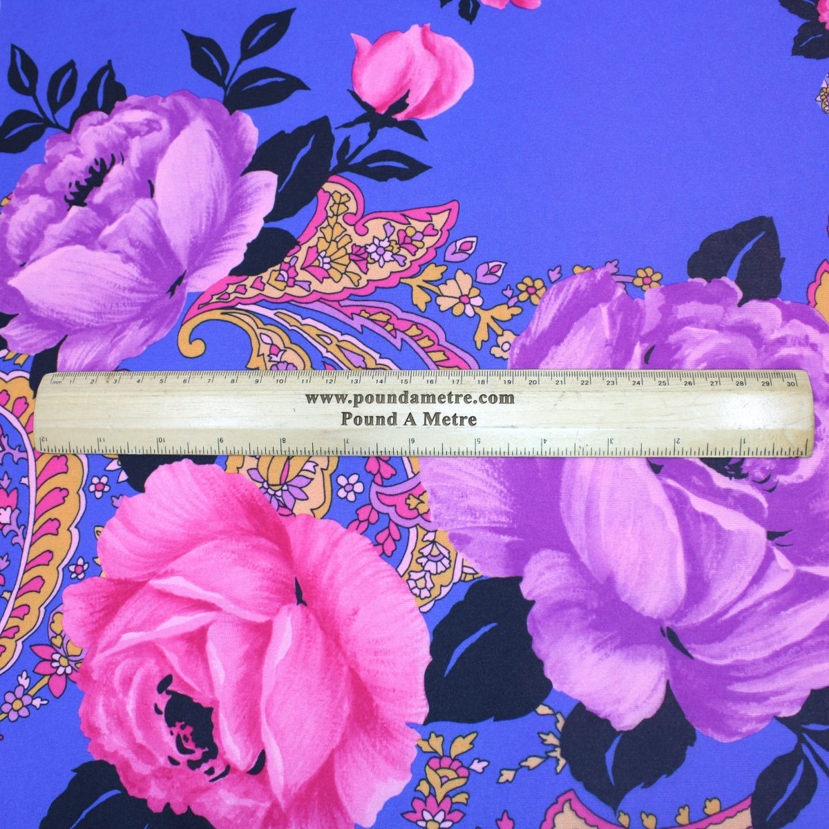 3 Metres Soft Sheer Floral Jersey - 55" Wide Blue - Pound A Metre