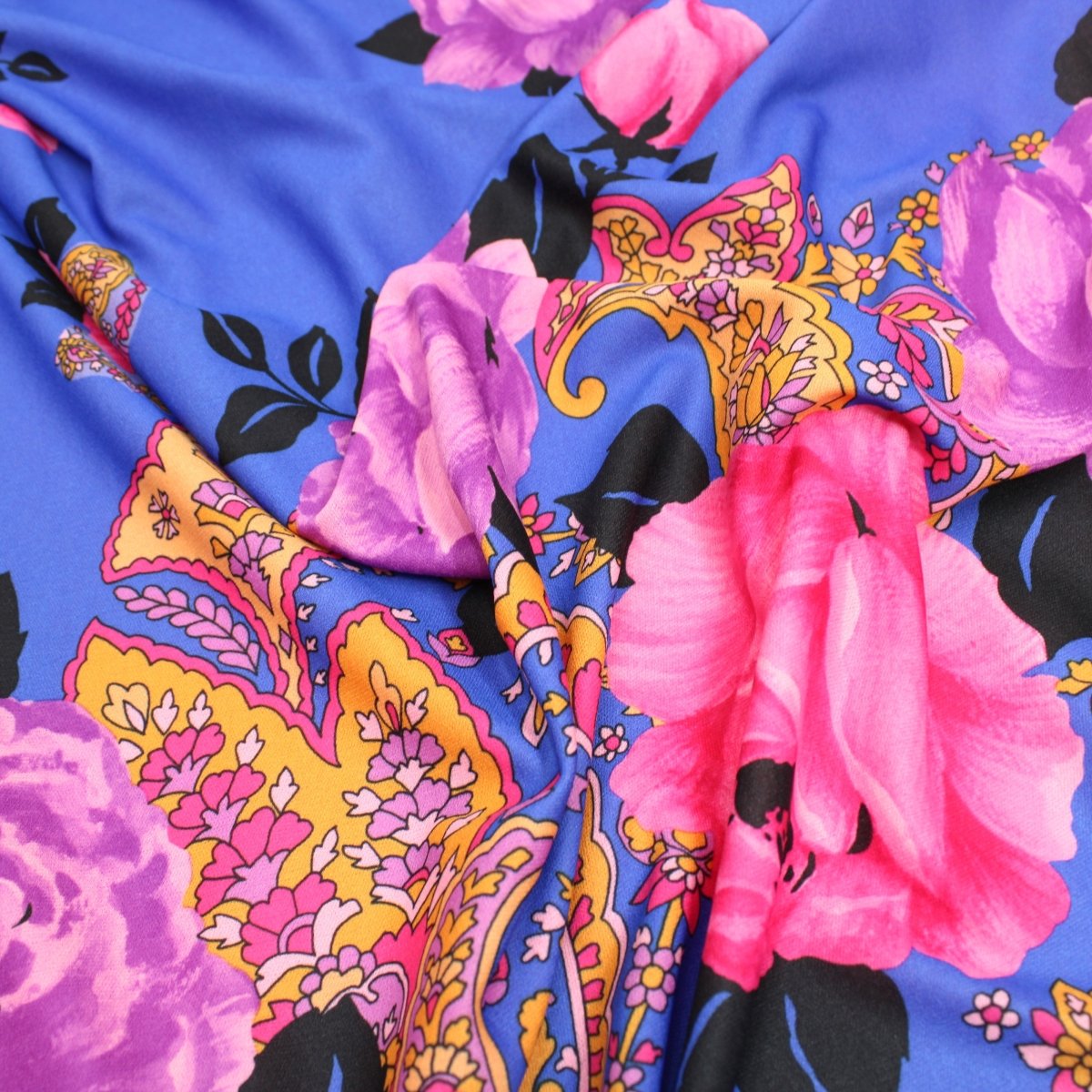3 Metres Soft Sheer Floral Jersey - 55" Wide Blue - Pound A Metre