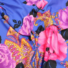 3 Metres Soft Sheer Floral Jersey - 55" Wide Blue - Pound A Metre