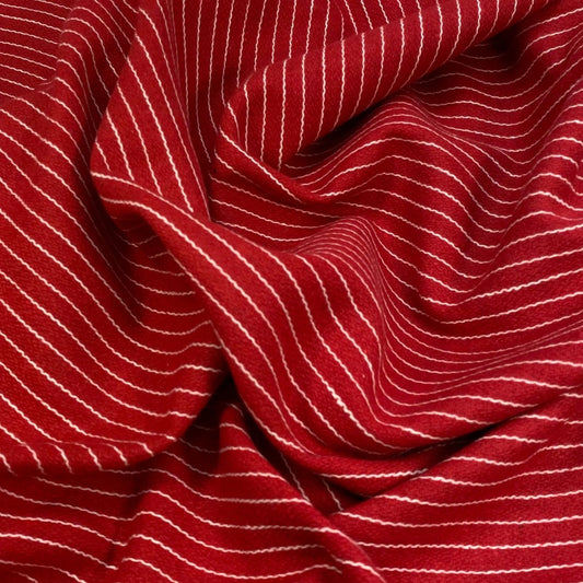 3 Metres Soft Striped Poly-Wool 55" Wide Red - Pound A Metre