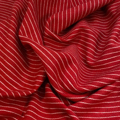 3 Metres Soft Striped Poly-Wool 55" Wide Red - Pound A Metre