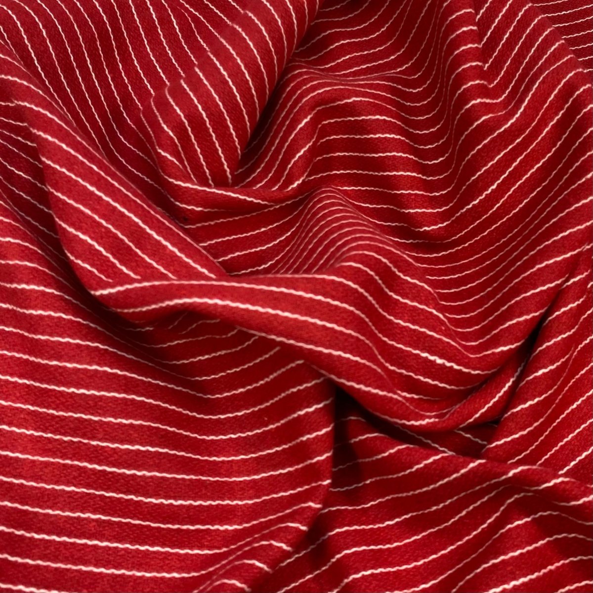 3 Metres Soft Striped Poly-Wool 55" Wide Red - Pound A Metre