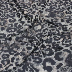 3 Metres Soft Viscose Cheetah Jersey - 55" Grey - Pound A Metre