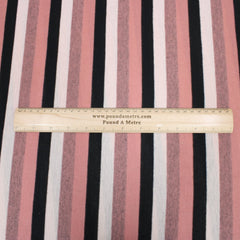 3 Metres Soft Viscose Striped Jersey - 55" Dusky Pink & Black - Pound A Metre