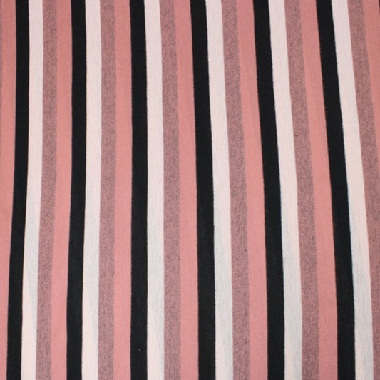 3 Metres Soft Viscose Striped Jersey - 55" Dusky Pink & Black - Pound A Metre