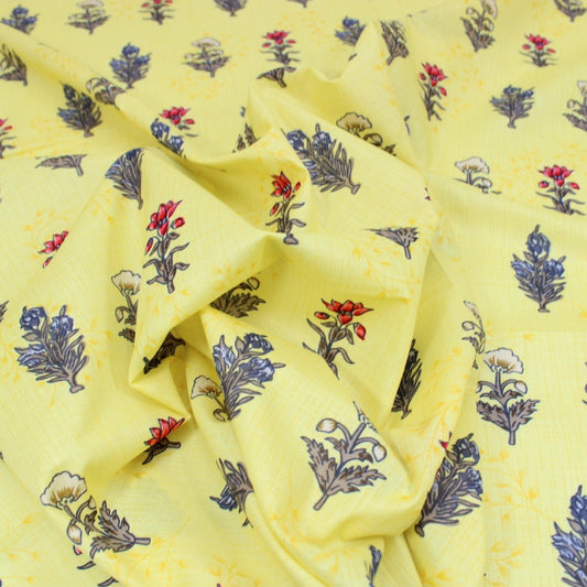 3 Metres Spring-Time Softness Floral 100% Cotton 44" Wide Yellow - Pound A Metre