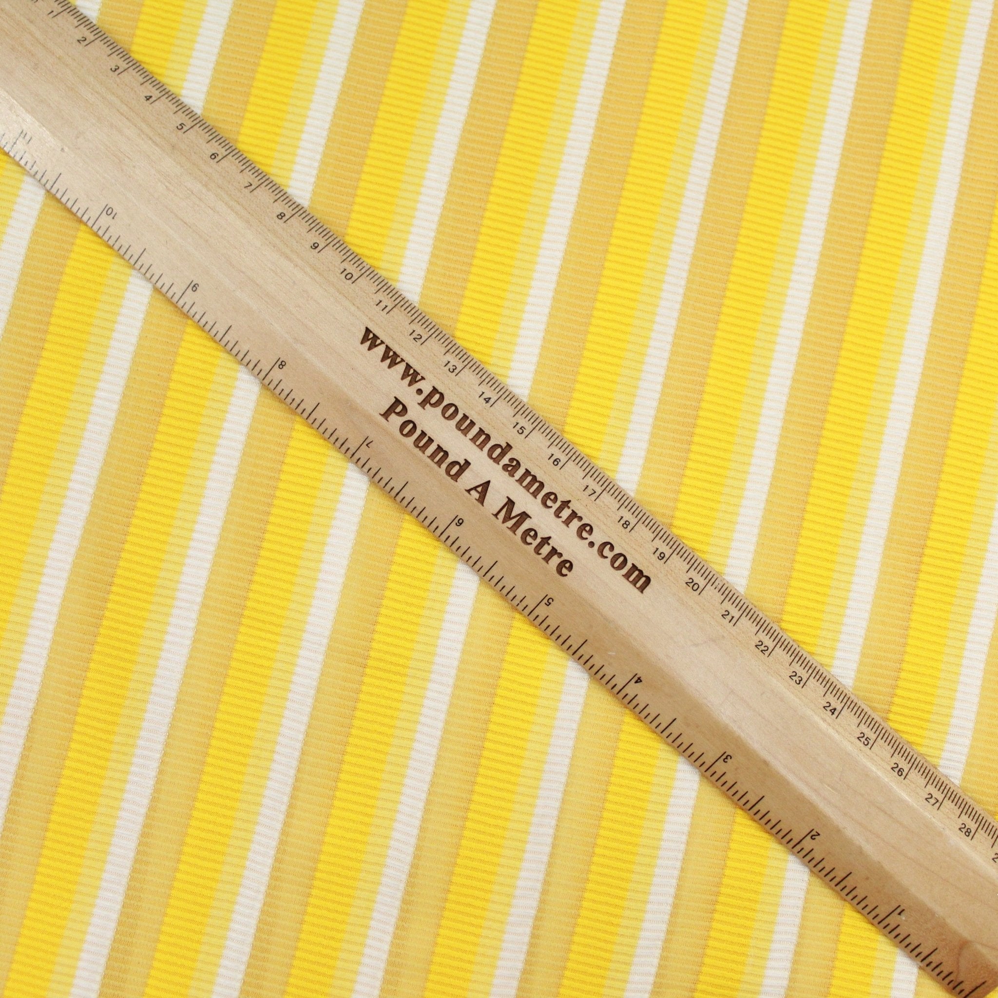 3 Metres Summer Dressmakers Ribbed Jersey 60" Wide Yellow & White (131C) - Pound A Metre