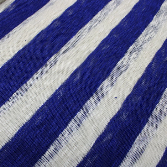 3 Metres Summer Loose Knit Striped Jersey- 55" Blue & Cream - Pound A Metre