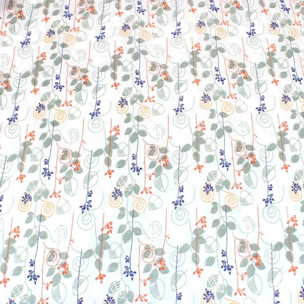 3 Metres Summer Serene Chiffon 55" Wide Flower Garden- Green - Pound A Metre