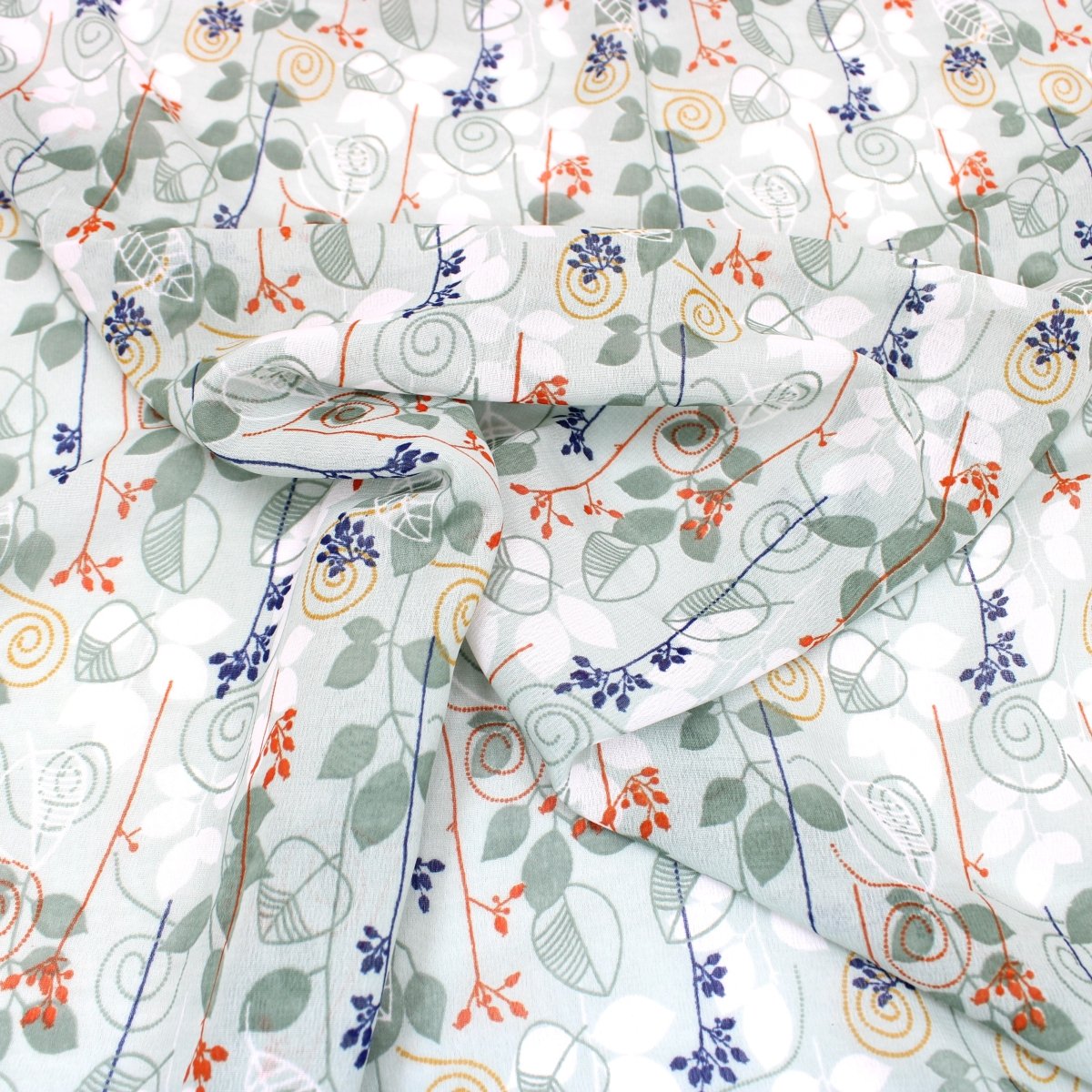 3 Metres Summer Serene Chiffon 55" Wide Flower Garden- Green - Pound A Metre