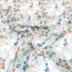 3 Metres Summer Serene Chiffon 55" Wide Flower Garden- Green - Pound A Metre