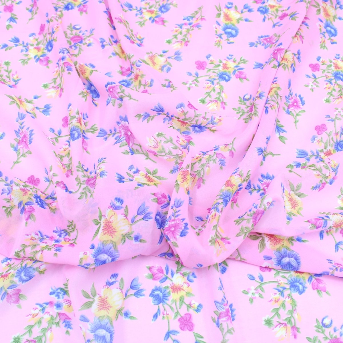 3 Metres Summer Serene Chiffon 55" Wide Island Blooms - Pink - Pound A Metre