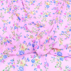 3 Metres Summer Serene Chiffon 55" Wide Island Blooms - Pink - Pound A Metre