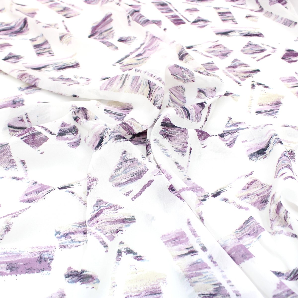 3 Metres Summer Serene Chiffon 55" Wide Jungle Blocks - Purple. - Pound A Metre