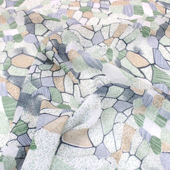 3 Metres Summer Serene Chiffon 55" Wide Mosaic- Green - Pound A Metre