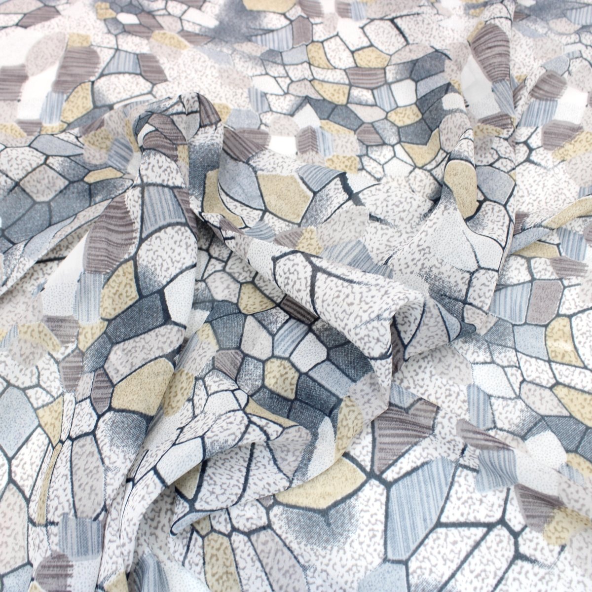3 Metres Summer Serene Chiffon 55" Wide Mosaic- Grey - Pound A Metre