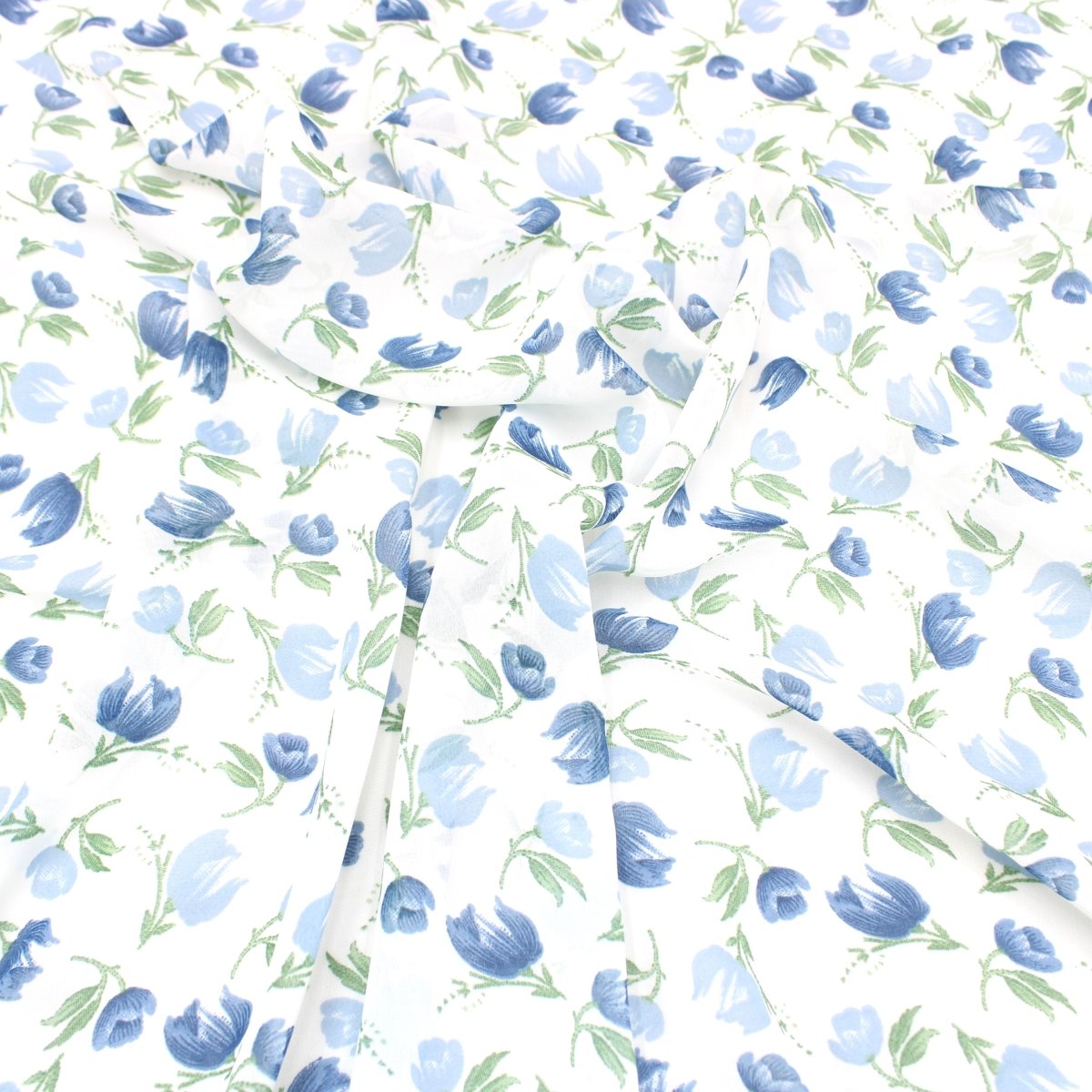 3 Metres Summer Serene Chiffon 55" Wide Tulips - Blue - Pound A Metre