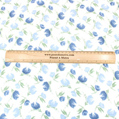 3 Metres Summer Serene Chiffon 55" Wide Tulips - Blue - Pound A Metre