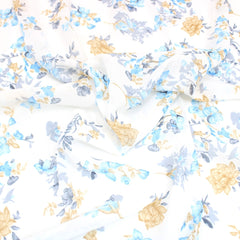 3 Metres Summer Serene Floral Elegant Chiffon 55" Wide Breeze - Blue - Pound A Metre