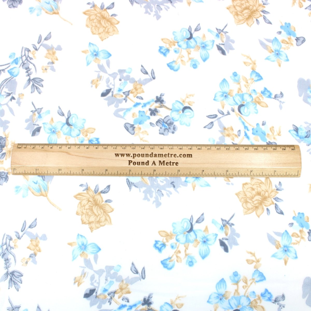 3 Metres Summer Serene Floral Elegant Chiffon 55" Wide Breeze - Blue - Pound A Metre