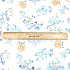 3 Metres Summer Serene Floral Elegant Chiffon 55" Wide Breeze - Blue - Pound A Metre