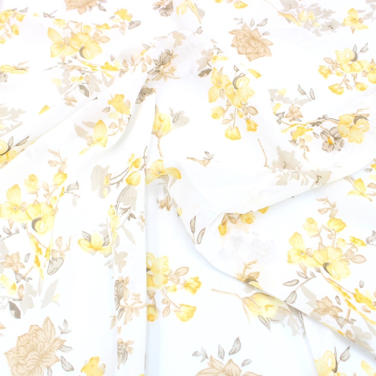 3 Metres Summer Serene Floral Elegant Chiffon 55" Wide Breeze - Yellow - Pound A Metre