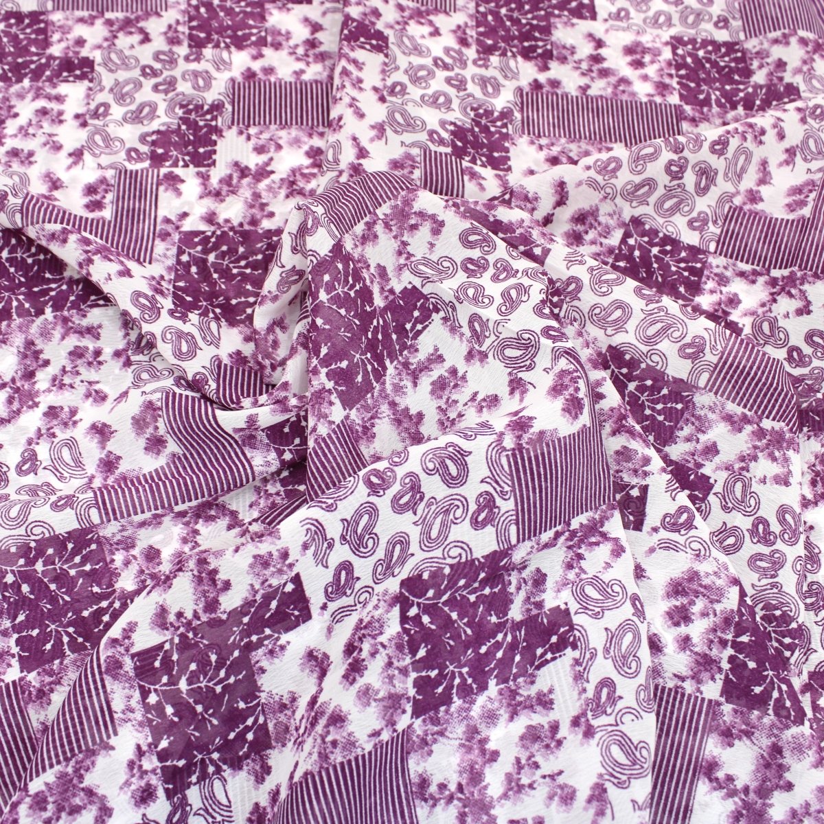 3 Metres Summer Serene Floral Elegant Chiffon 55" Wide Retro - Purple - Pound A Metre
