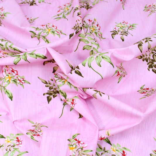 3 Metres Summer-Time Softness Floral 100% Cotton 44" Wide Pink - Pound A Metre