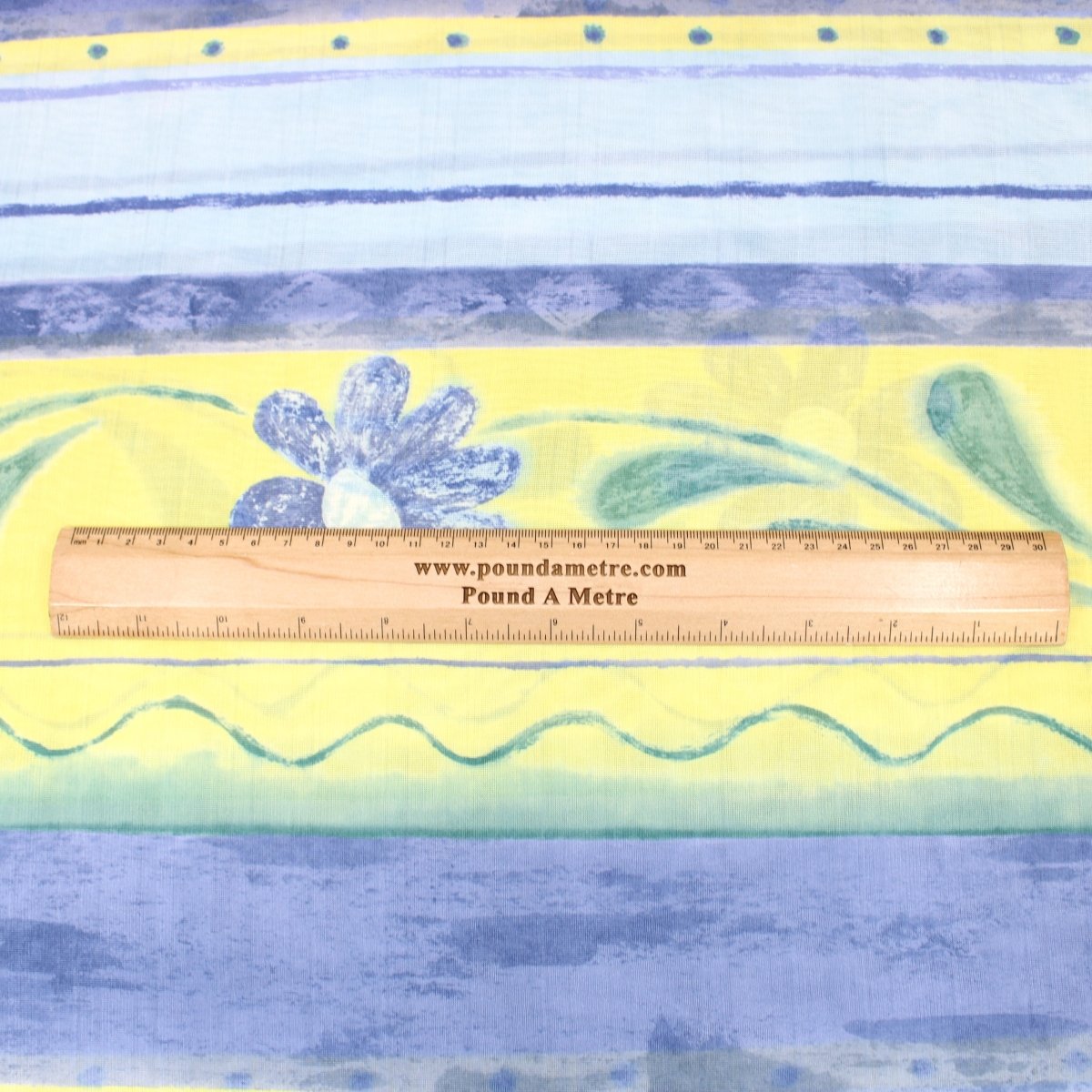 3 Metres Super Soft Floral Light-Weight Sheer Jersey - 55" Wide Yellow & Blue - Pound A Metre