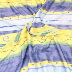 3 Metres Super Soft Floral Light-Weight Sheer Jersey - 55" Wide Yellow & Blue - Pound A Metre