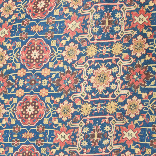 3 Metres Super Soft Printed Cashmere Effect Floral Fabric - 45" Wide Blue & Orange - Pound A Metre
