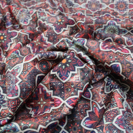 3 Metres Super Soft Printed Cashmere Effect Floral Fabric- 45" Wide Orange & Pink - Pound A Metre