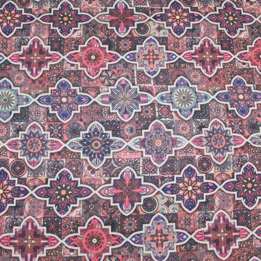3 Metres Super Soft Printed Cashmere Effect Floral Fabric- 45" Wide Orange & Pink - Pound A Metre
