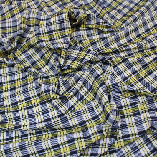 3 Metres Textured Stretch Chequered Scuba Jersey - 55" Wide Black & Yellow - Pound A Metre