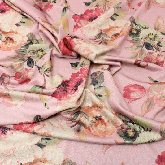 3 Metres Textured Stretch Floral Scuba - 55" Wide Dusky Pink - Pound A Metre