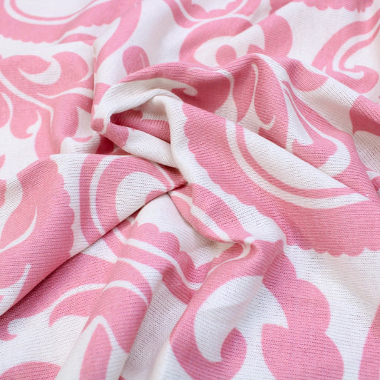 3 Metres Top Quality Medium-Weight Printed Terry Jersey 60" Wide Cream & Red - Pound A Metre
