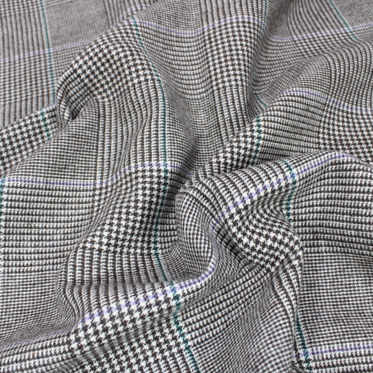3 Metres Wool Rich Plaid Fabric 55" Wide Grey - Pound A Metre