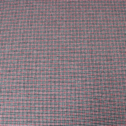3 Metres Wool Rich Suiting Dogtooth Fabric 55" Wide Red & Black - Pound A Metre