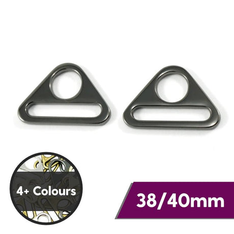 38/40mm Metal Triangle Rings For Bags- 4 Colours- Pack Of 2 - Pound A Metre