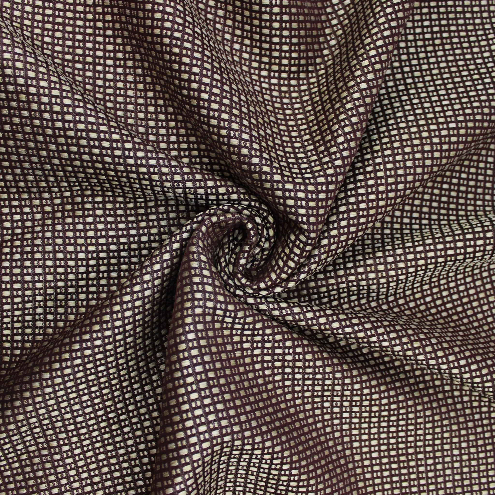 3FOR10 Premium Chequered Furnishing Jacquard - Maroon - 60" Wide - Pound A Metre