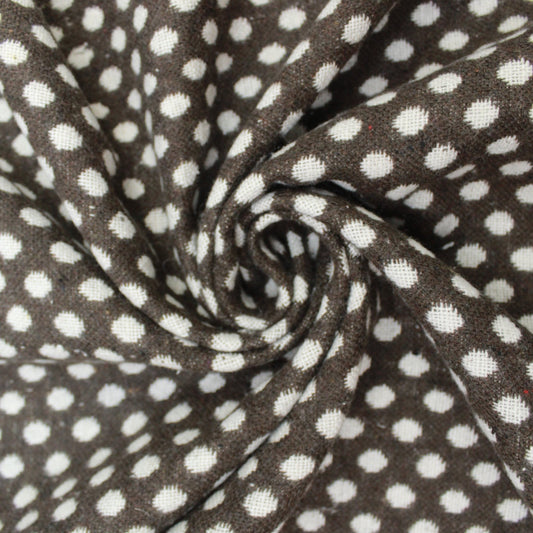 3FOR10 Wool Blend Fabric - 'Reversible Polka' 57" Wide Brown & Cream - Pound A Metre