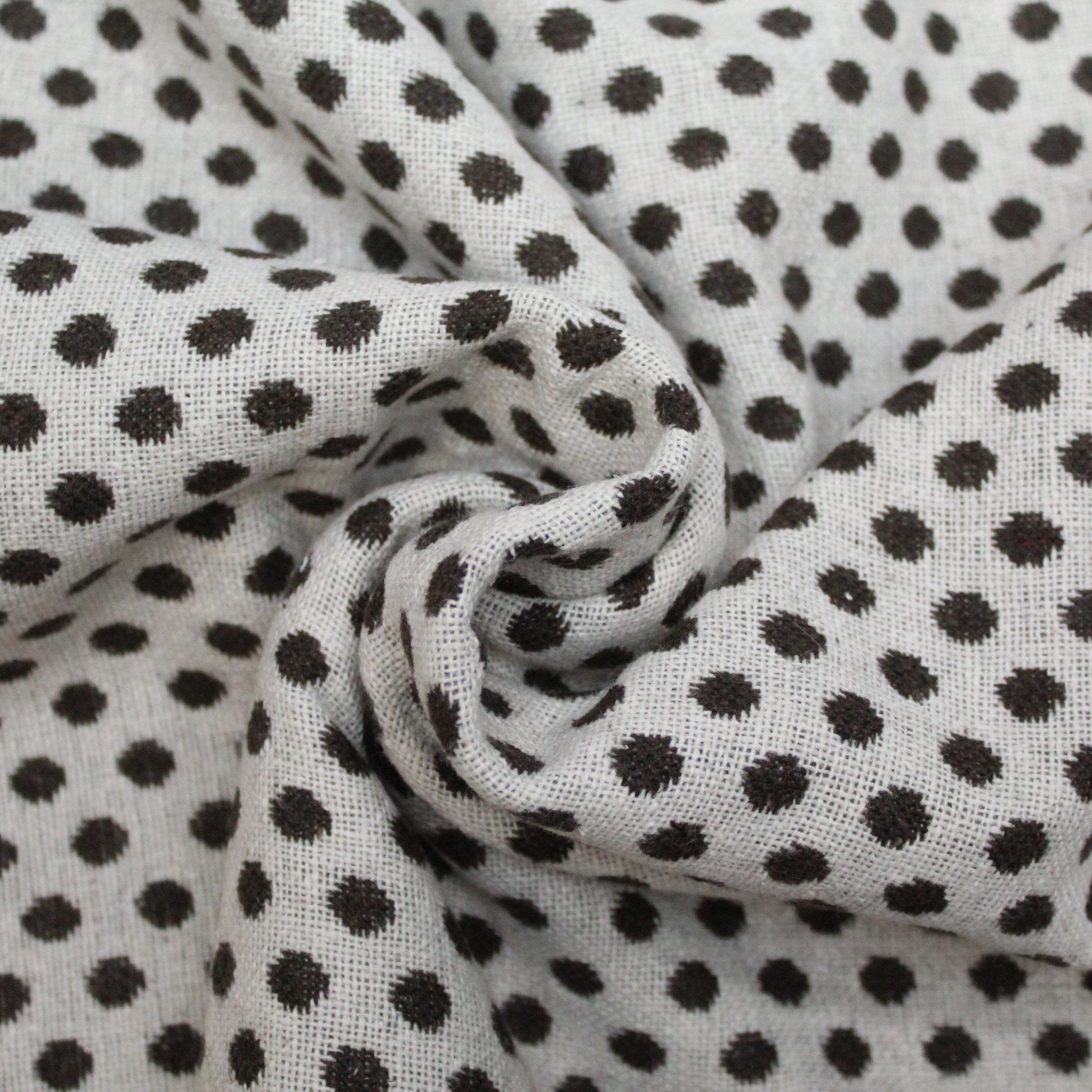 3FOR10 Wool Blend Fabric - 'Reversible Polka' 57" Wide Brown & Cream - Pound A Metre