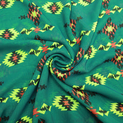 3FOR5 Aztec Printed Chiffon 55" Wide Green (38G) - Pound A Metre